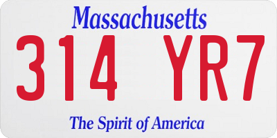 MA license plate 314YR7
