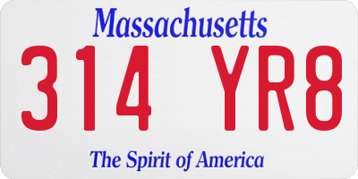 MA license plate 314YR8