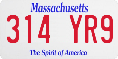 MA license plate 314YR9
