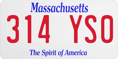 MA license plate 314YS0