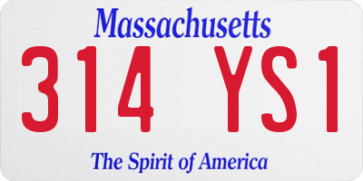 MA license plate 314YS1