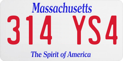MA license plate 314YS4