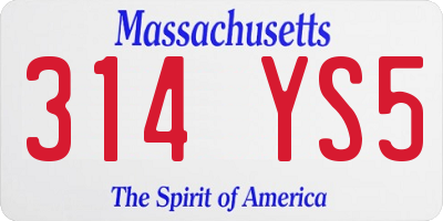MA license plate 314YS5