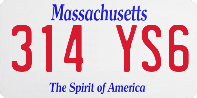 MA license plate 314YS6