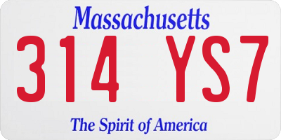 MA license plate 314YS7