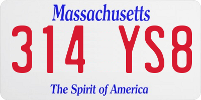 MA license plate 314YS8