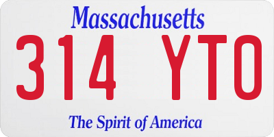 MA license plate 314YT0