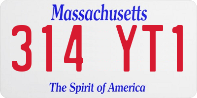 MA license plate 314YT1