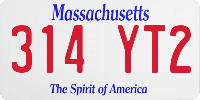 MA license plate 314YT2