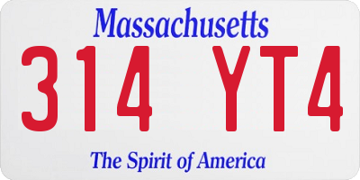 MA license plate 314YT4