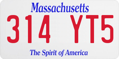 MA license plate 314YT5