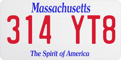 MA license plate 314YT8