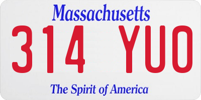 MA license plate 314YU0