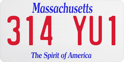 MA license plate 314YU1