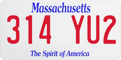 MA license plate 314YU2