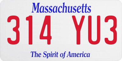 MA license plate 314YU3