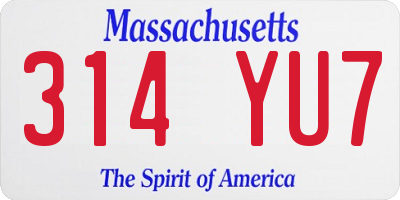 MA license plate 314YU7