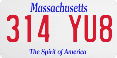 MA license plate 314YU8
