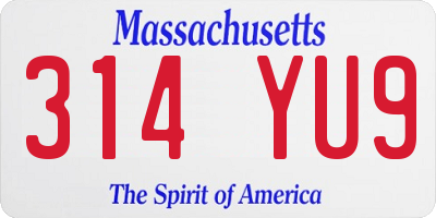 MA license plate 314YU9
