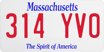 MA license plate 314YV0