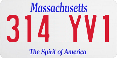MA license plate 314YV1