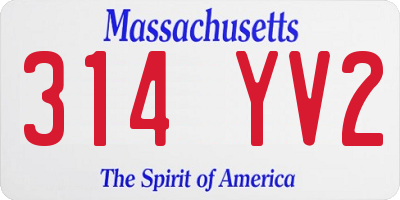 MA license plate 314YV2