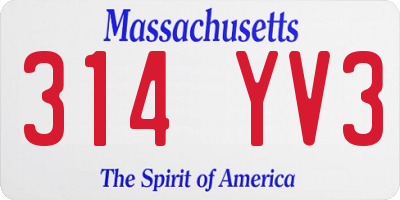 MA license plate 314YV3