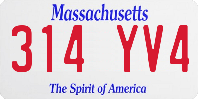 MA license plate 314YV4