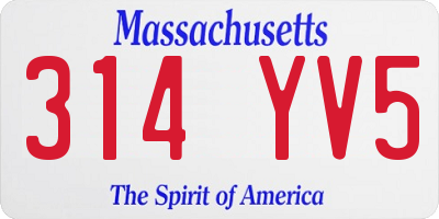 MA license plate 314YV5