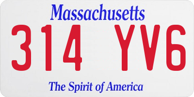 MA license plate 314YV6