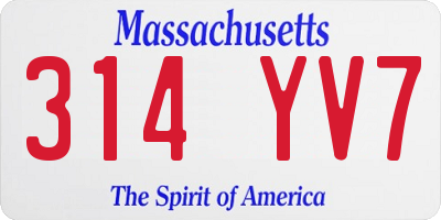 MA license plate 314YV7