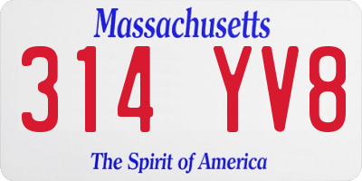 MA license plate 314YV8