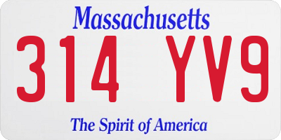 MA license plate 314YV9