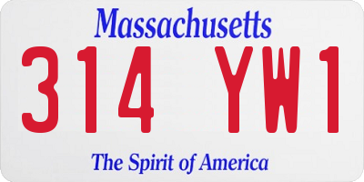 MA license plate 314YW1