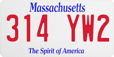 MA license plate 314YW2