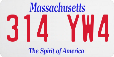 MA license plate 314YW4