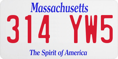 MA license plate 314YW5