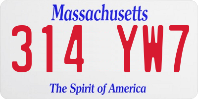 MA license plate 314YW7