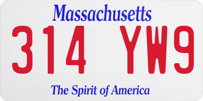 MA license plate 314YW9