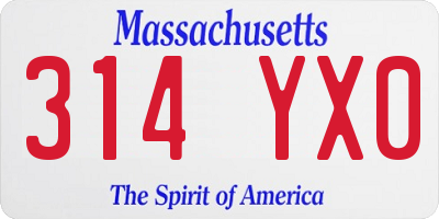 MA license plate 314YX0