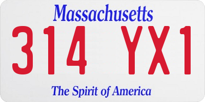 MA license plate 314YX1