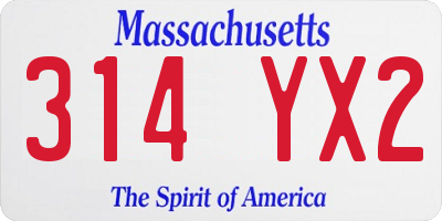 MA license plate 314YX2