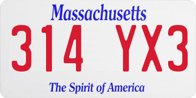 MA license plate 314YX3