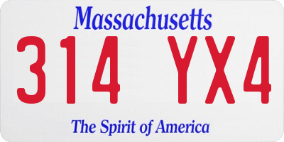 MA license plate 314YX4