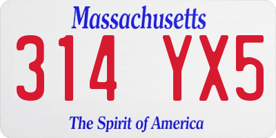 MA license plate 314YX5