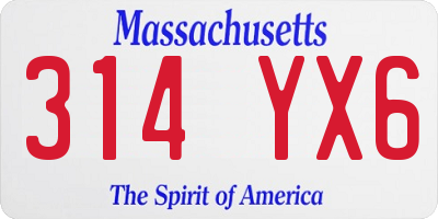 MA license plate 314YX6