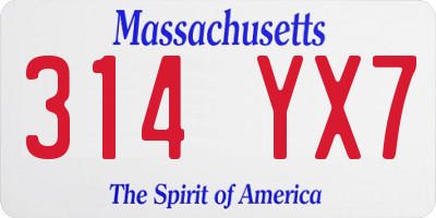 MA license plate 314YX7