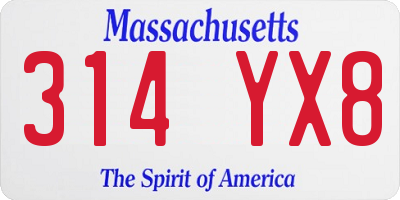 MA license plate 314YX8