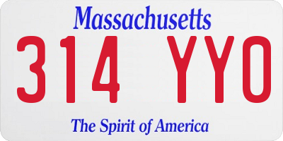 MA license plate 314YY0