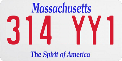 MA license plate 314YY1